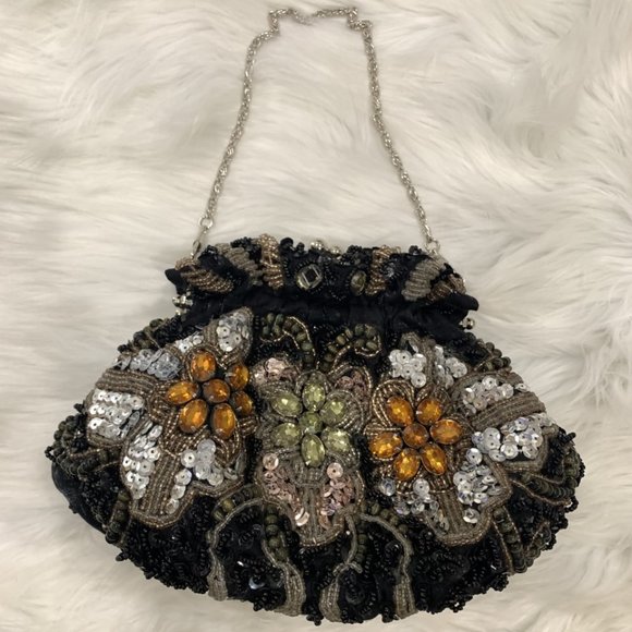 Far Nine Flower Crystal Evening Bag Clutch Purse - Picture 1 of 7